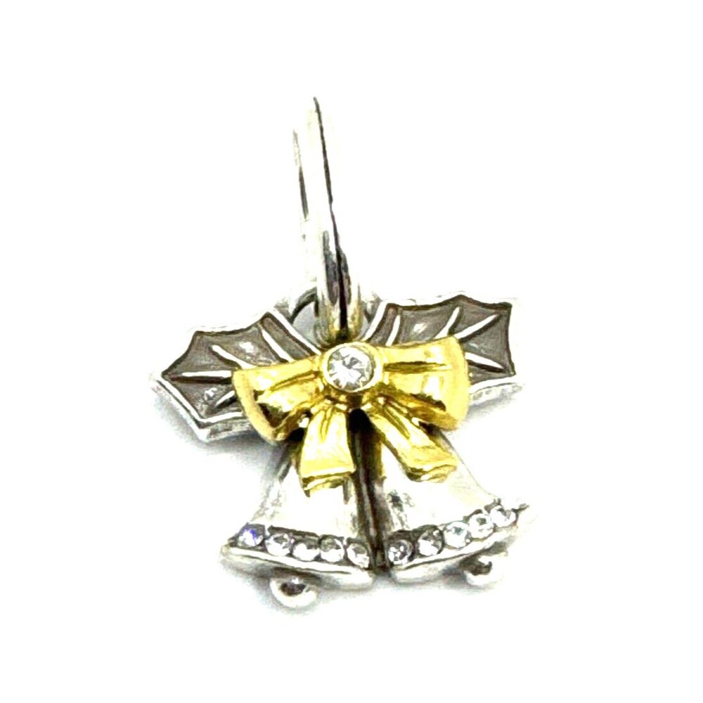 Brighton Silver Bells Holiday Gold Bow Merry Christmas Pendant Charm
